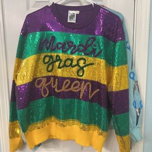 Queen of Sparkles Mardi Gras Sweatshirt size L